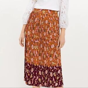 LOFT Floral Midi Skirt - Orange and Purple